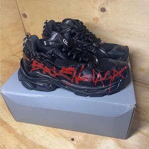 Balenciaga Black and Red Sneakers